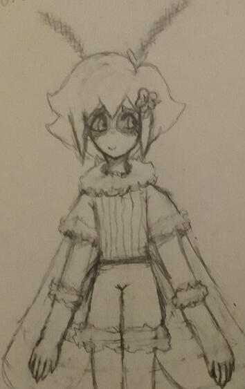 A drawing of basil from OMORI in a moth themed outfit