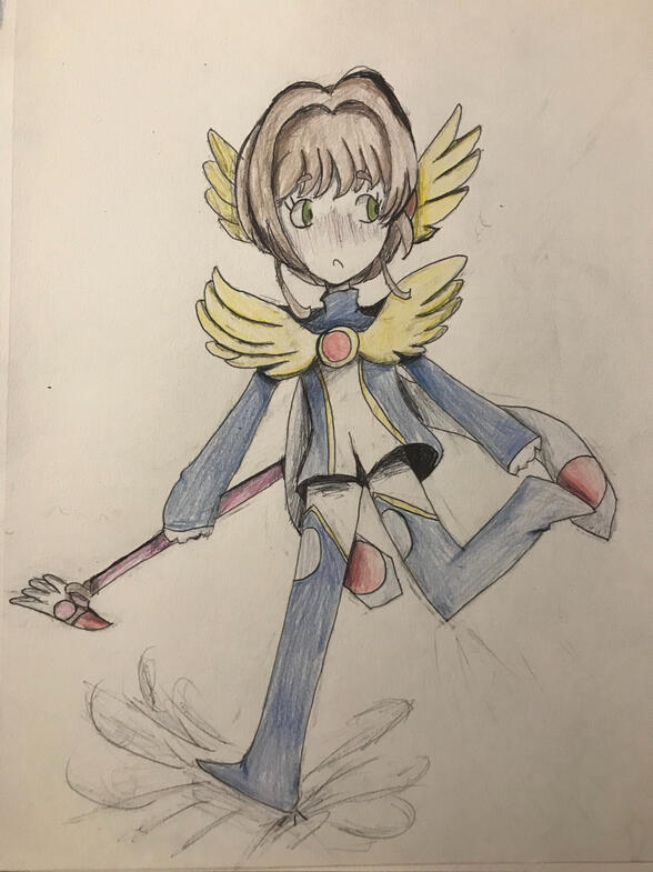 A drawing of sakura from cardcaptor sakura